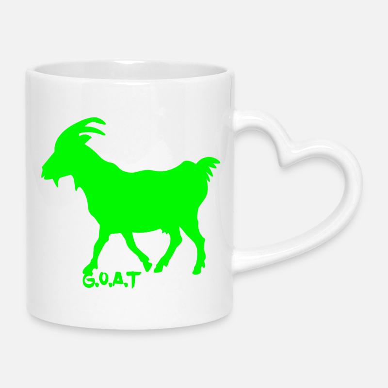 Goat neon green - Mug with Heart-Shaped Handle - white