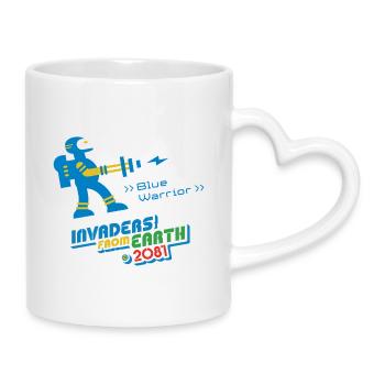 Eindringlinge von der Erde 2081 BLAUER KRIEGER - Tasse mit Herzhenkel - Weiß - Rechts