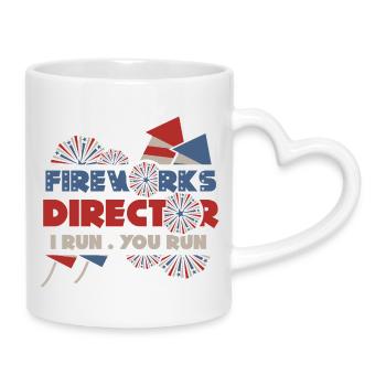 Firework Director – I Run, You Run - Mug with Heart-Shaped Handle - white - Right