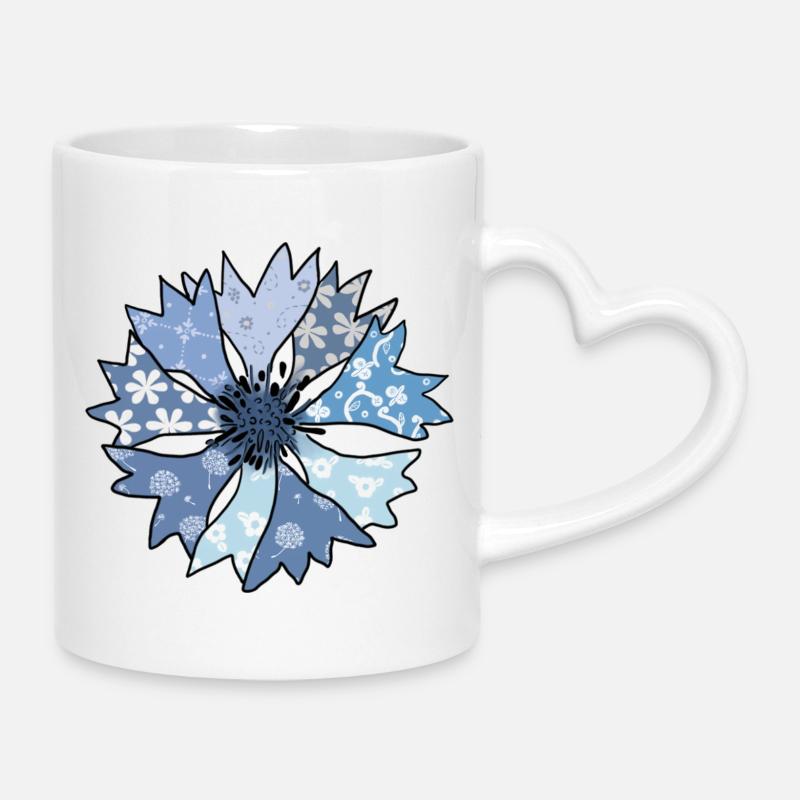 bunte_Kornblume - Mug with Heart-Shaped Handle - white