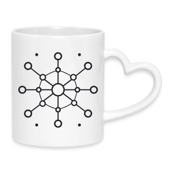 Zentraler Netzwerkstern Muster - Tasse mit Herzhenkel - Weiß - Rechts