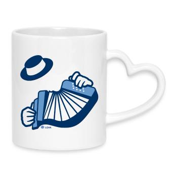 Blaues Akkordeon auf einem fröhlichen Hintergrund - Tasse mit Herzhenkel - Weiß - Rechts