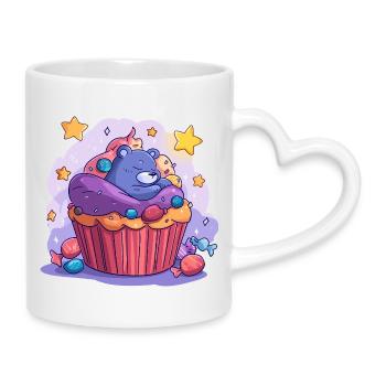 Süßer Bären Cupcake Traum - Tasse mit Herzhenkel - Weiß - Rechts