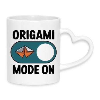  Origami Mode On Papierfalten Hobby Spruch für - Tasse mit Herzhenkel - Weiß - Rechts