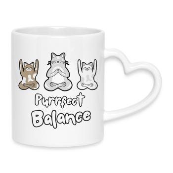 Purrfect Balance - CAT - Mug with Heart-Shaped Handle - white - Right