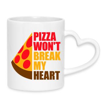 La pizza ne me brisera pas le cœur La nourriture aime l’humour - Mug avec anse en forme de cœur - blanc - Droite