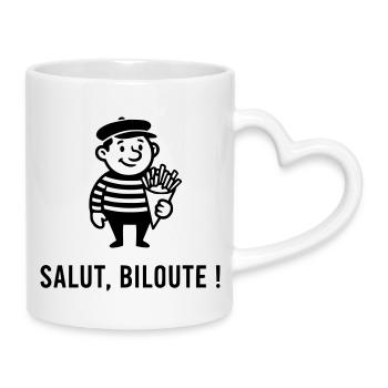Hi biloute - Mug with Heart-Shaped Handle - white - Right