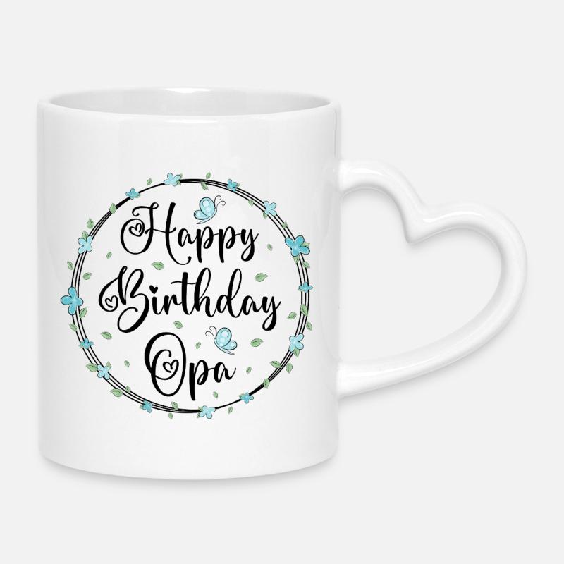 Joyeux anniversaire grand-père - Mug avec anse en forme de cœur - blanc