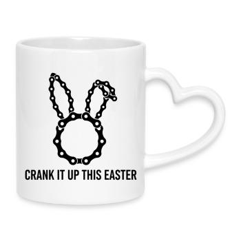 Easter Bunny Bike Chain Crank It Up - Mug with Heart-Shaped Handle - white - Right