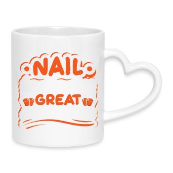 Nageldesigner Nageldesignerin Kosmetik Nagelstudio - Tasse mit Herzhenkel - Weiß - Rechts