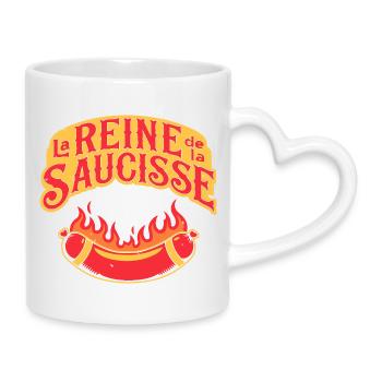 Reine de la Saucisse en Flammes - Mug avec anse en forme de cœur - blanc - Droite