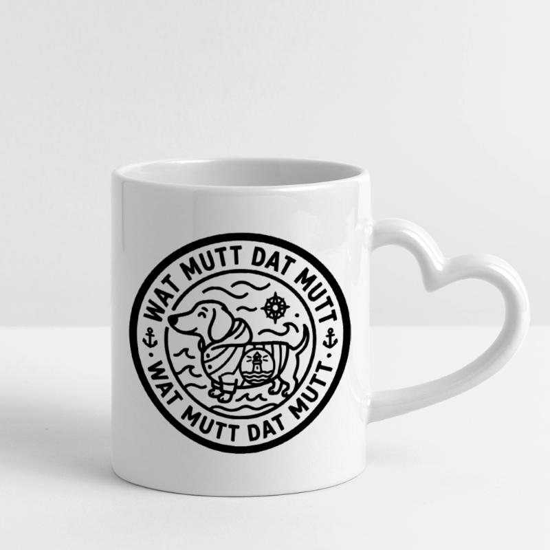 wat mutt dat mutt dachshund Mug with Heart-Shaped Handle