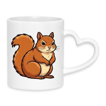 Eichhörnchen Eichhorn Eichhörnchenliebhaber Nager - Tasse mit Herzhenkel - Weiß - Rechts