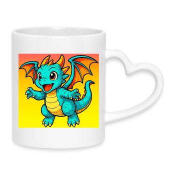 dragon - Mug with Heart-Shaped Handle - white - Right