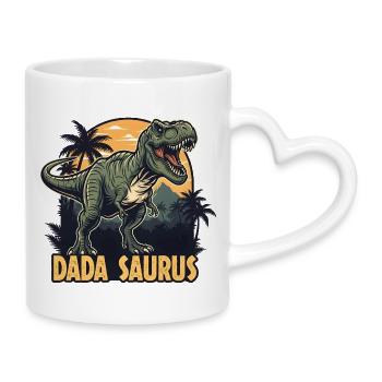 Dada Saurus T-Rex Illustration - Tasse mit Herzhenkel - Weiß - Rechts