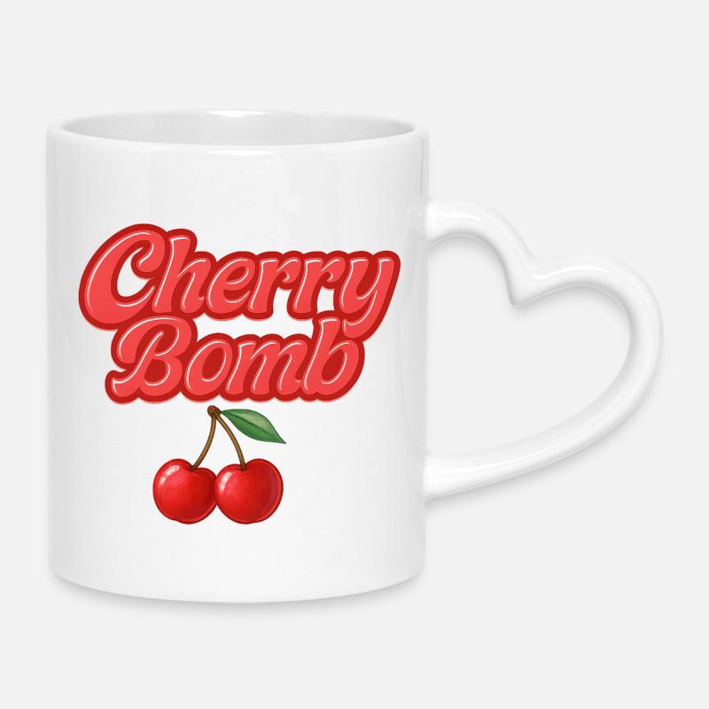 bombe cerise / design Y2K - Mug avec anse en forme de cœur - blanc