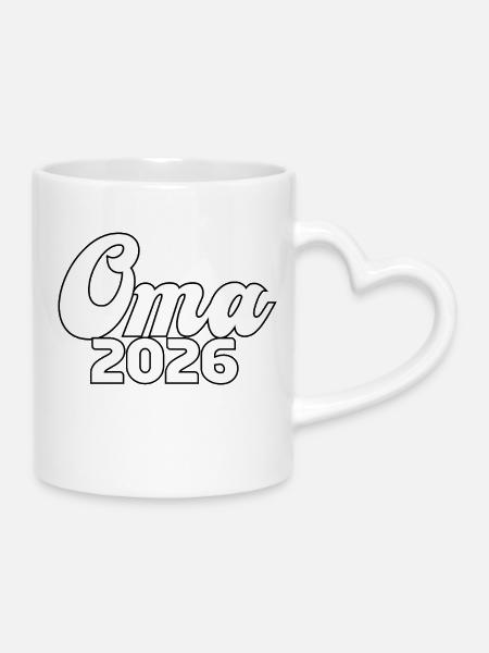 Oma 2026 Loading Design - Tasse mit Herzhenkel - Weiß