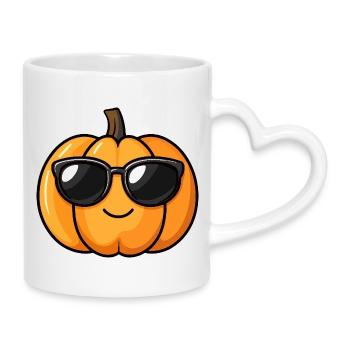 Pumpkin Halloween Autumn - Mug with Heart-Shaped Handle - white - Right