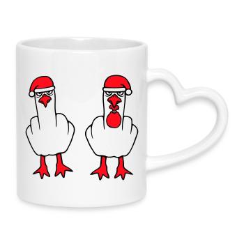 2 Seagulls Finger Insult Équipe de Noël - Mug avec anse en forme de cœur - blanc - Droite