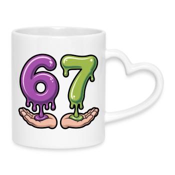 67 - Funny Brainrot T-Shirt - Mug with Heart-Shaped Handle - white - Right