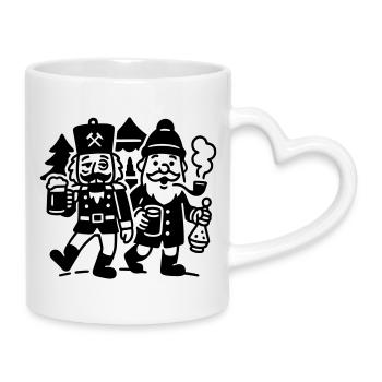 Glühwein Trinkteam Weihnachtsmann Nussknacker - Tasse mit Herzhenkel - Weiß - Rechts