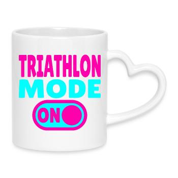 Modalità Triathlon ON - Gara ciclistica di nuoto - Tazza con manico a forma di cuore - bianco - Destra