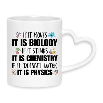 Professeur de sciences physiques Geek Étudiant drôle en biologie - Mug avec anse en forme de cœur - blanc - Droite