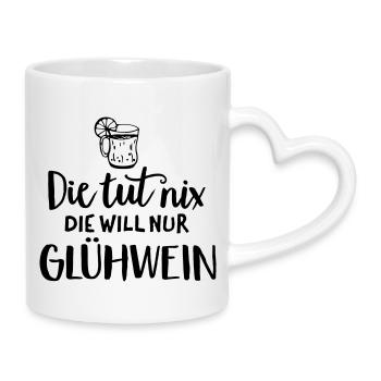 Mulled Wine Saying Humor - Mug with Heart-Shaped Handle - white - Right