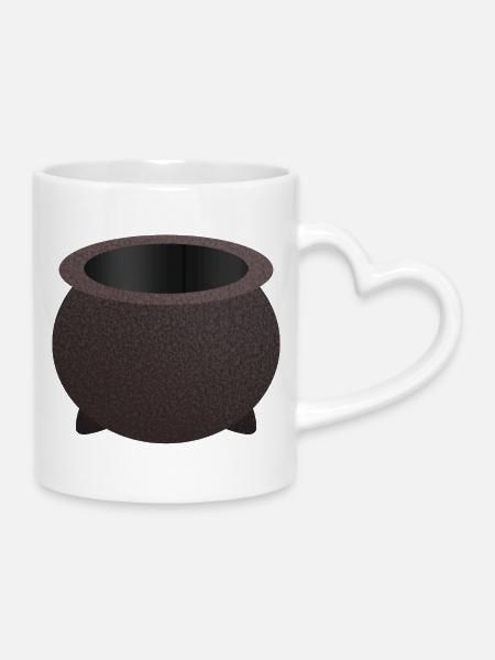 Texturierter Nachtkessel - Tasse mit Herzhenkel - Weiß