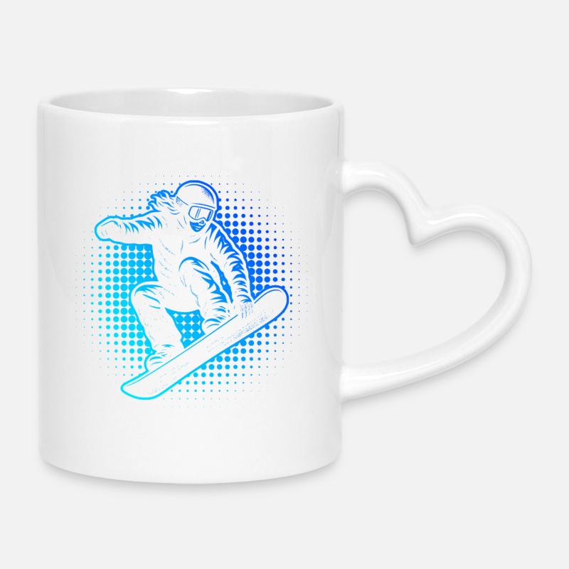 Demi-tons de snowboardeur néon - Mug avec anse en forme de cœur - blanc
