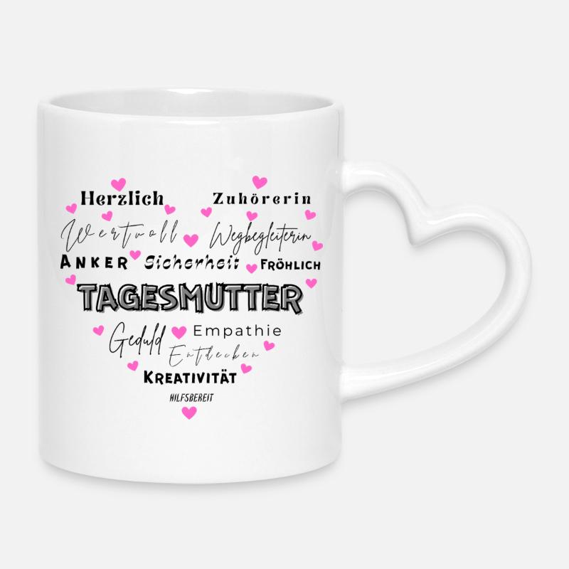 Gift childminder - Mug with Heart-Shaped Handle - white