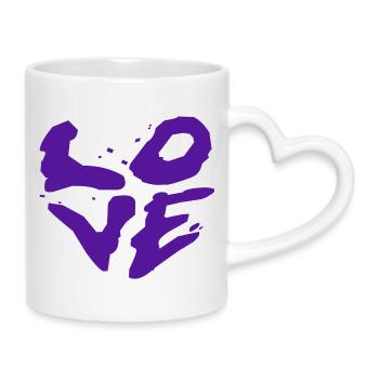 Love Statement Urban Typography - Mug with Heart-Shaped Handle - white - Right