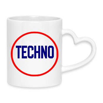 Techno Pulse Circle Logo - Tasse mit Herzhenkel - Weiß - Rechts