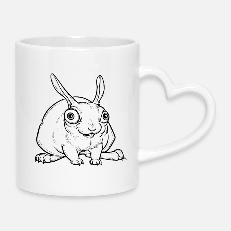 lapin flippant - Mug avec anse en forme de cœur - blanc