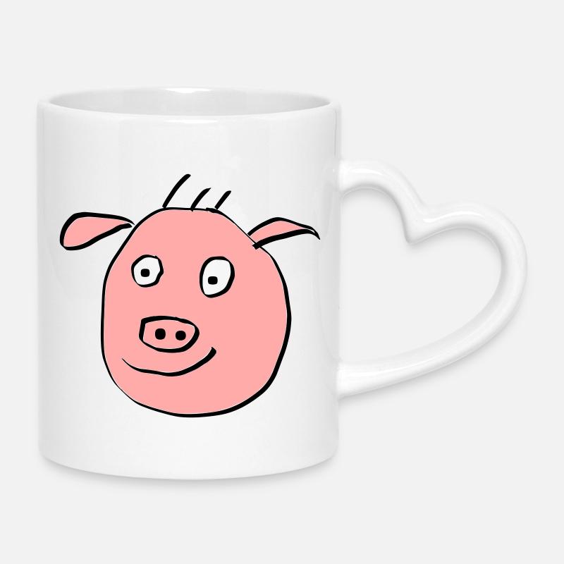 Cute pig face - Mug with Heart-Shaped Handle - white