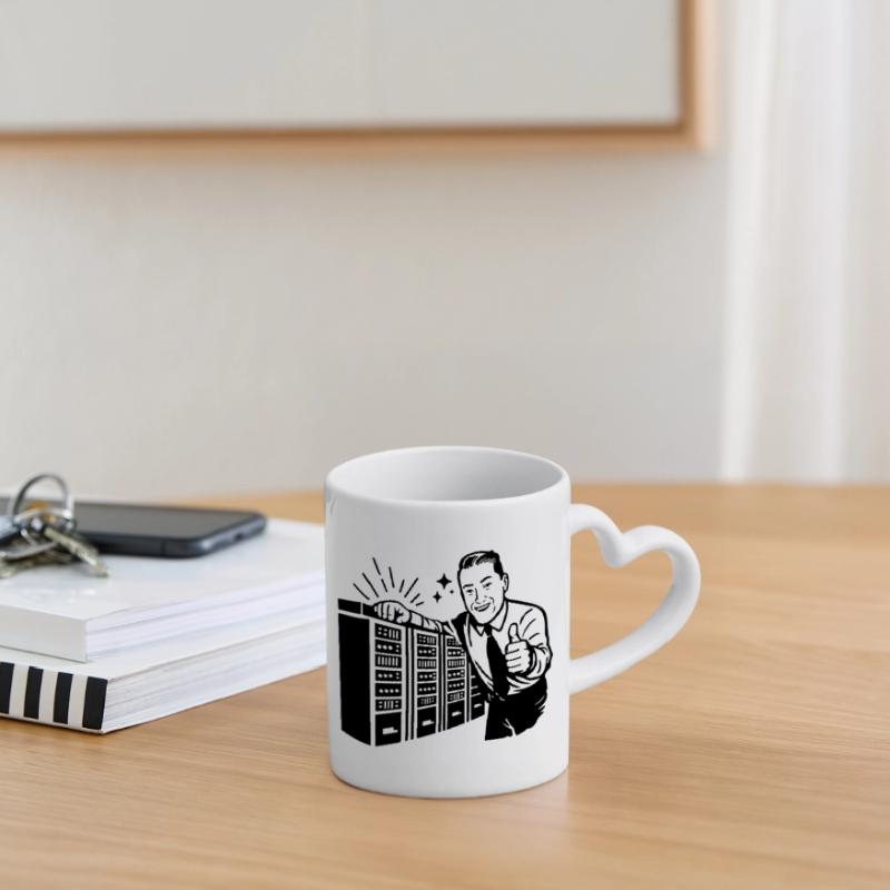 Rétro IT Admin Smiling – Support technique vintage Mug avec anse en forme de cœur