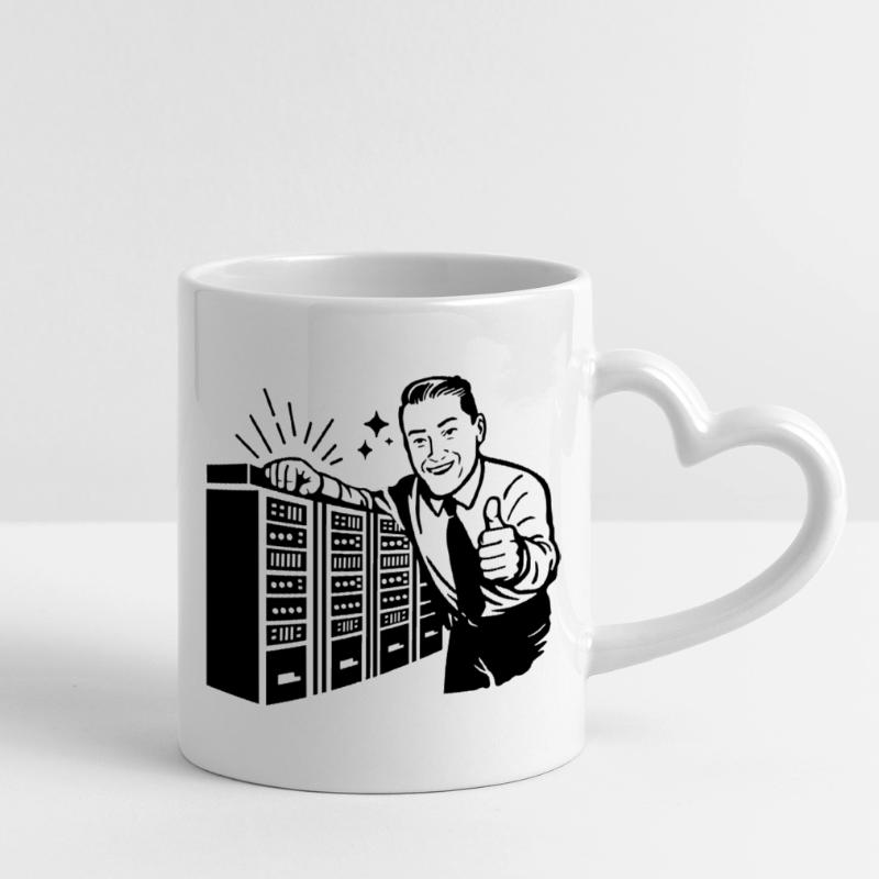 Rétro IT Admin Smiling – Support technique vintage Mug avec anse en forme de cœur