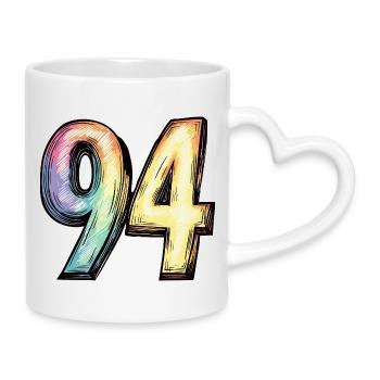 94 Number Colorful - Mug with Heart-Shaped Handle - white - Right