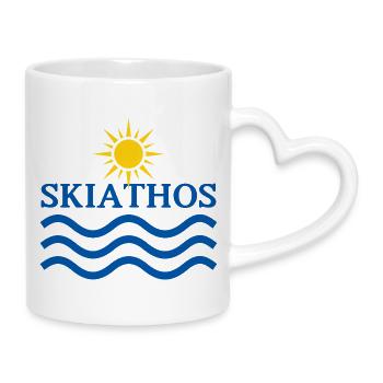 Sonnen- und Meeresemblem von Skiathos - Tasse mit Herzhenkel - Weiß - Rechts