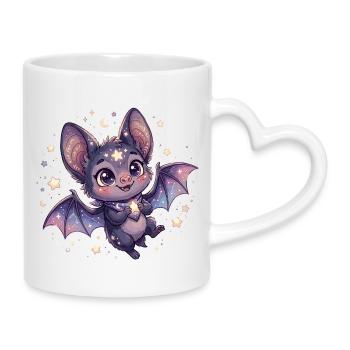 Nachtstern Fledermaus - Tasse mit Herzhenkel - Weiß - Rechts