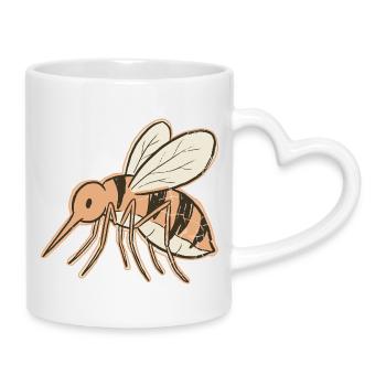 Vintage-Tiger mit Mückenbienen-Cremestreifen - Tasse mit Herzhenkel - Weiß - Rechts