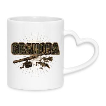 Fishing Grandpa Angeln Opa - Mug with Heart-Shaped Handle - white - Right
