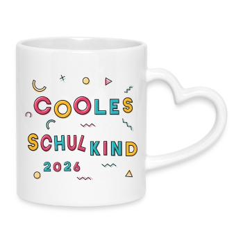 Cooles Schulkind 2026  - Tasse mit Herzhenkel - Weiß - Rechts