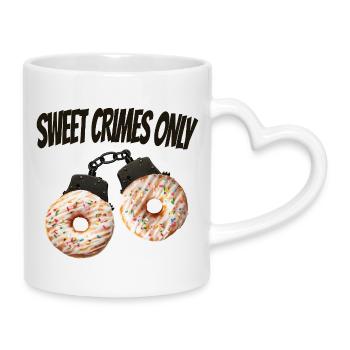 Süße Verbrechen Nur lustiges Donut-Hemd - Tasse mit Herzhenkel - Weiß - Rechts