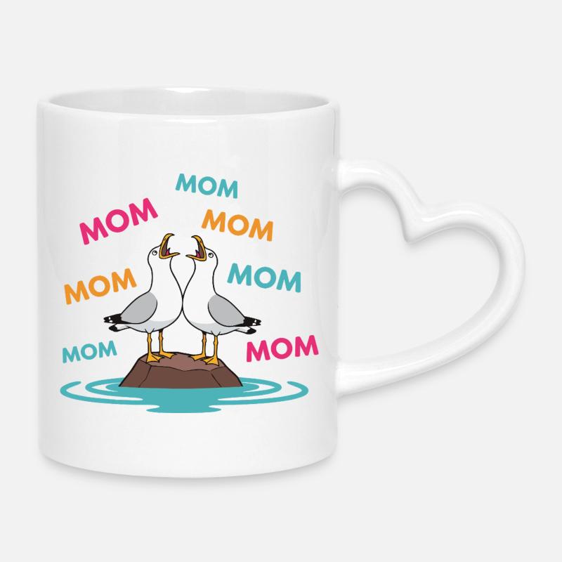 Mama Möwe Lustige Mama Möwen Muttertagshumor - Tasse mit Herzhenkel - Weiß