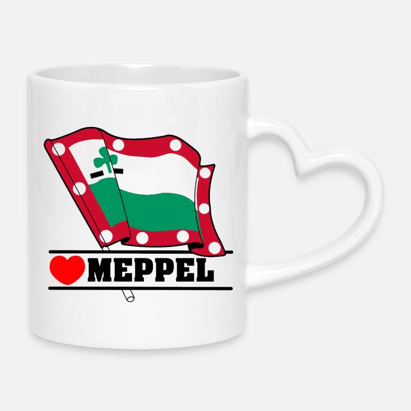 J’adore Meppel – Édition Meppeldag - Mug avec anse en forme de cœur - blanc