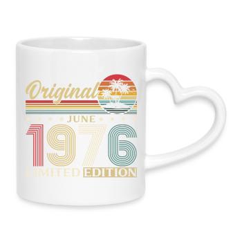 Cadeau du 50e anniversaire Millésime juin 1976 - Mug avec anse en forme de cœur - blanc - Droite