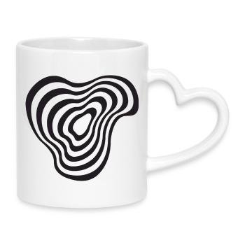 Teil abstrakter Linienformgestaltung - Tasse mit Herzhenkel - Weiß - Rechts