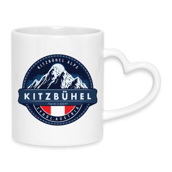 Kitzbühel , Kitzbüheler Alpen, Österreich - Tasse mit Herzhenkel - Weiß - Rechts