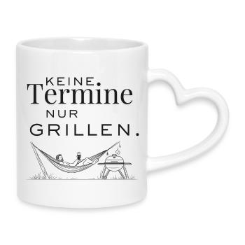 Barbecue saying for men's evenings - Mug with Heart-Shaped Handle - white - Right